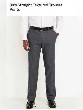 Classic Straight Trouser Pants in Charcoal Gray 38x34